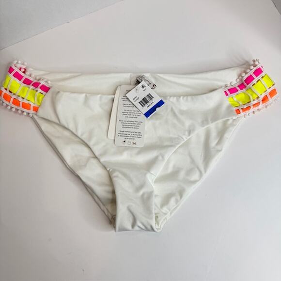 Becca French Trellis Hipster X-Large Bikini Bottom White Rainbow - Picture 5 of 8